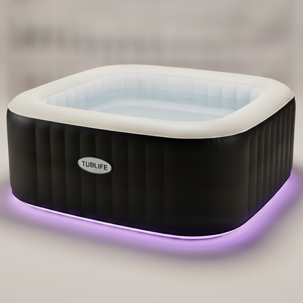 TUBLIFE Smart Hot Tub studio view with purple glow ring