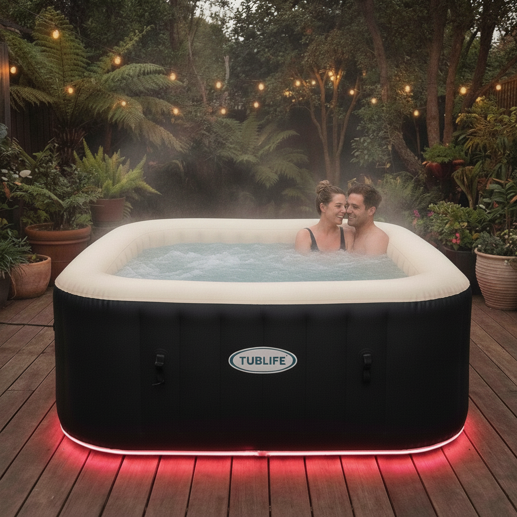 Couple relaxing at night with red glow